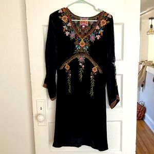 Johnny Was Black Velvet Dress - Size M